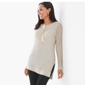 Chico's Shine Detail Amelie metallic-knit Pullover Tunic